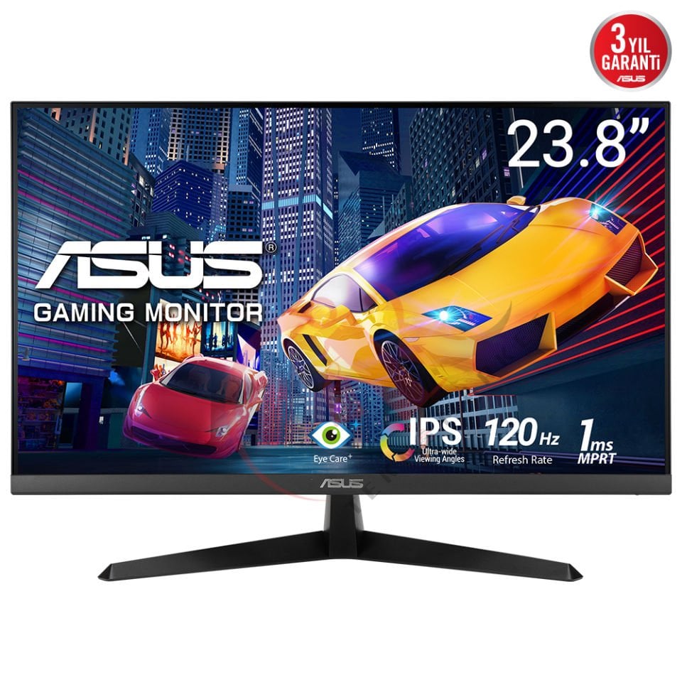ASUS VY249HGR 23.8 IPS 1920x1080 1ms 120Hz 250cd HDMI VGA VESA 3YIL EYECARE PLUS FLICKER-FREE ÇERÇEVESİZ DÜŞÜK MAVİ IŞIK Antibakteriyel Kaplama MONİTÖR