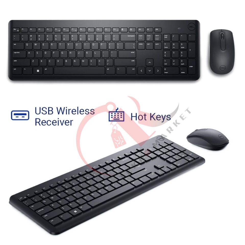 Dell KM3322W Kablosuz Klavye Mouse Set Türkçe Siyah 580-AKGI
