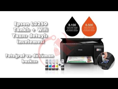 Epson Ecotank L3250 Wi-Fi + Tarayıcı + Fotokopi Renkli Çok Fonksiyonlu Tanklı Mürekkep Püskürtmeli Yazıcı ( ORİJİNAL)