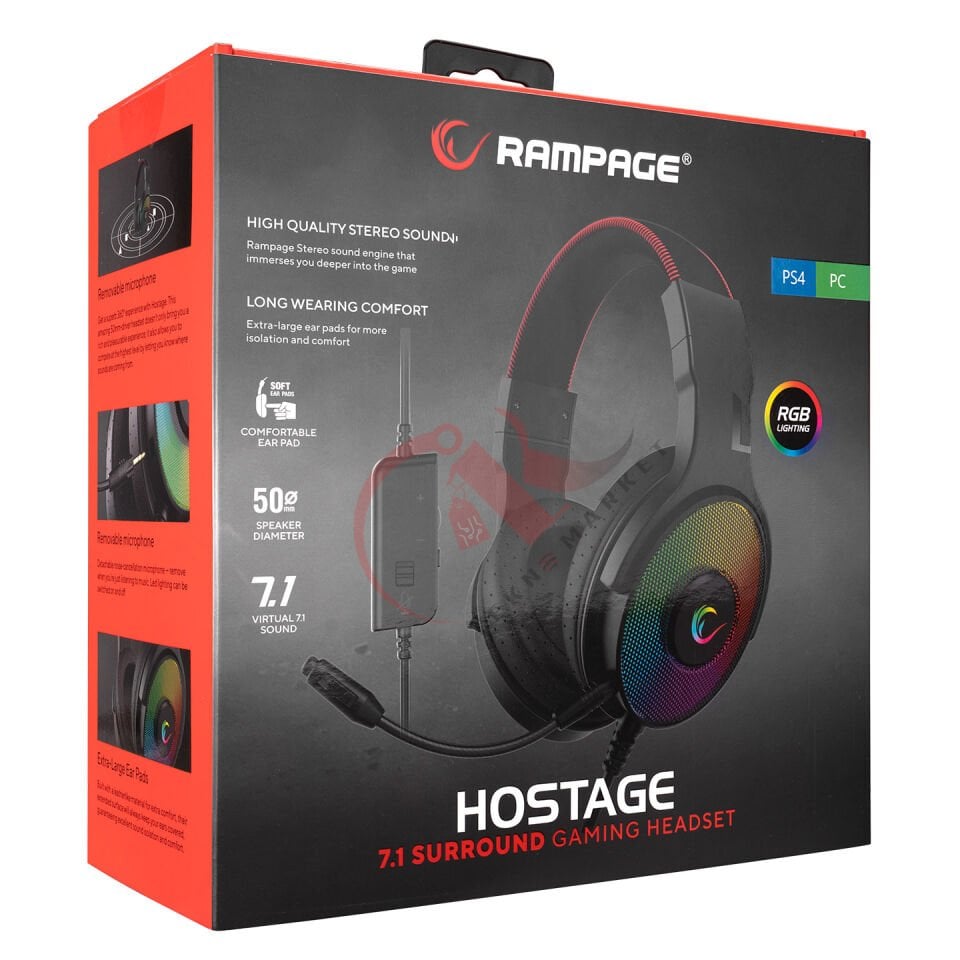 Rampage R46 Hostage Siyah Usb 7.1 Surround Rgb Ledli Gaming Oyuncu Mikrofonlu Kulaklık