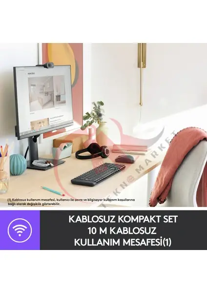 Logitech MK220 Q Tr Siyah Kablosuz Klavye Mouse Set