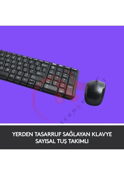 Logitech MK220 Q Tr Siyah Kablosuz Klavye Mouse Set