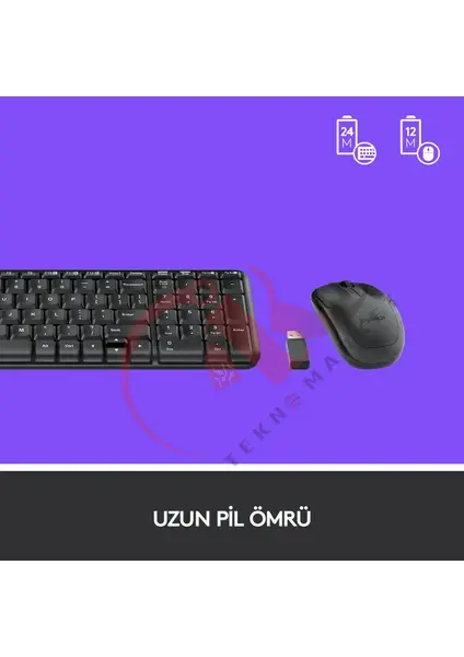 Logitech MK220 Q Tr Siyah Kablosuz Klavye Mouse Set