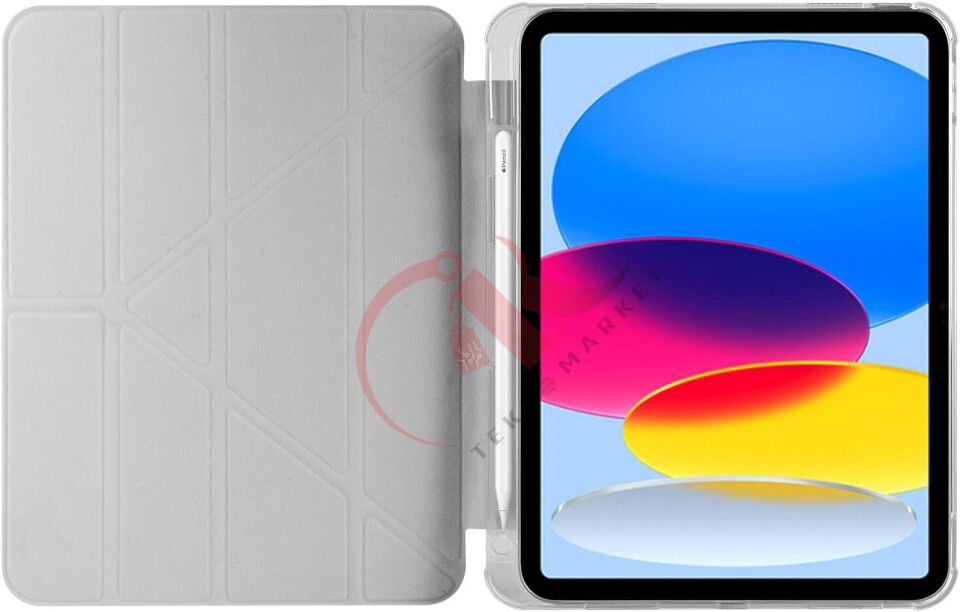 Zore Apple iPad 10.9 2022 (10.Nesil) Kılıf Zore Tri Folding Kalem Bölmeli Standlı Kılıf